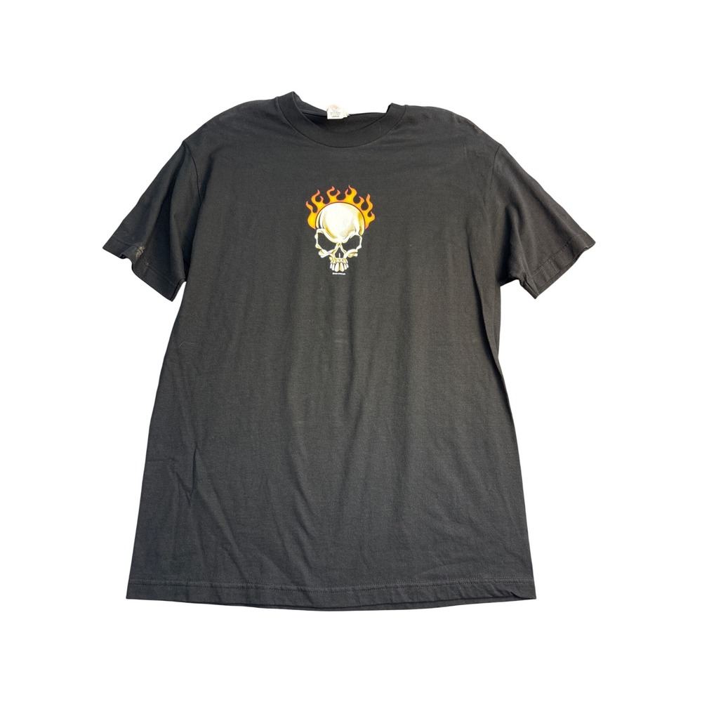 Hot Leathers Mens Flaming Skull Graphic T-Shirt Black Large Biker Streetwear